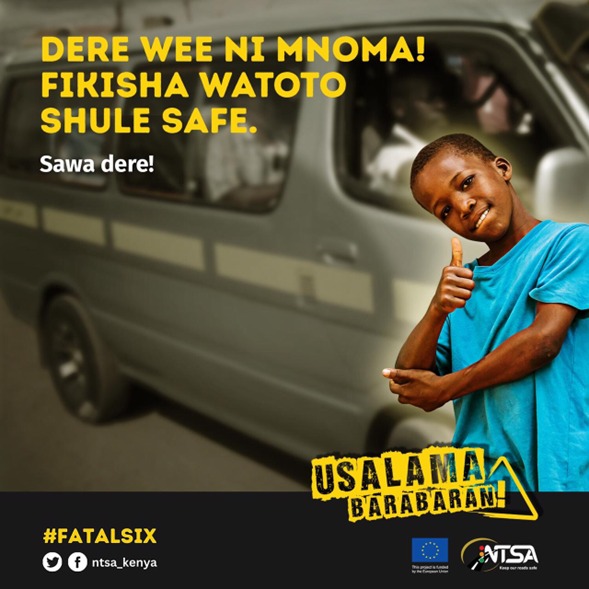 Pace ni yako Dere!!. Drive school Children with care
#NTSA
#Usalamabarabarani
#FAtalsix