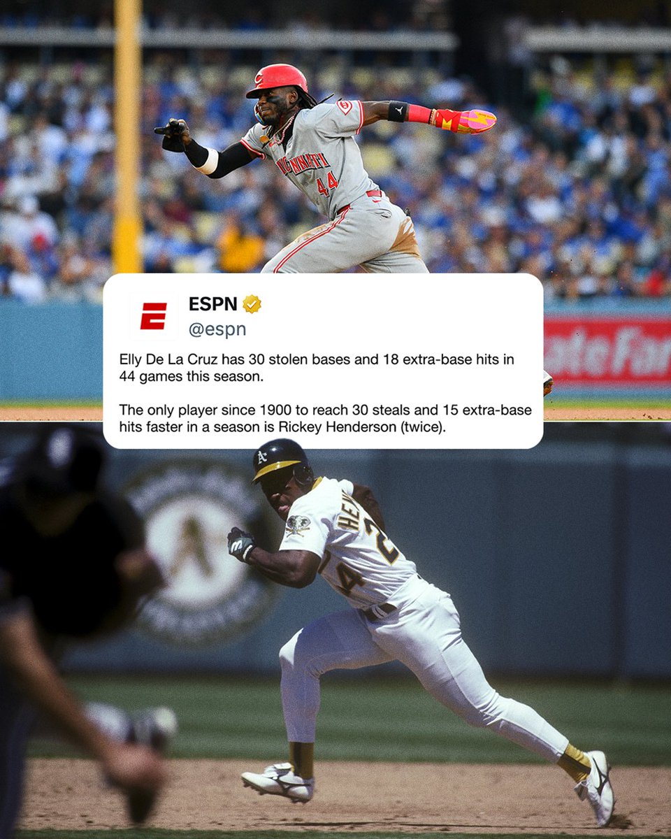 FOUR stolen base night for Elly De La Cruz‼️ He now has more stolen bases than 19 MLB teams 😳