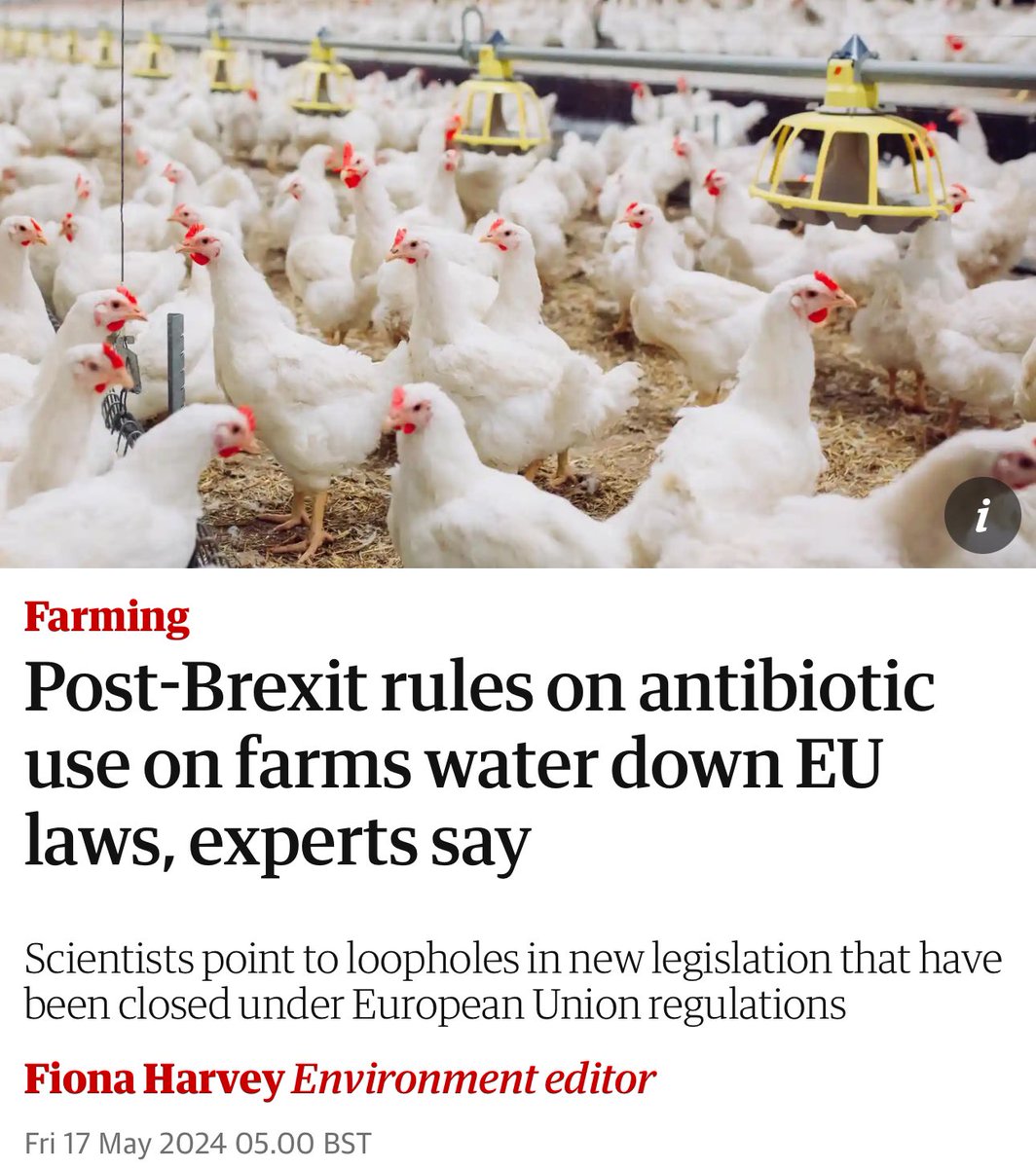 🐓 Ministers repeatedly promised, before and after Brexit, that farming and food standards in the UK would not be watered down after leaving the EU. They lied. 🐓 The govt has deliberately weakened the legislation in comparison to the EU, and this will allow some poorly run