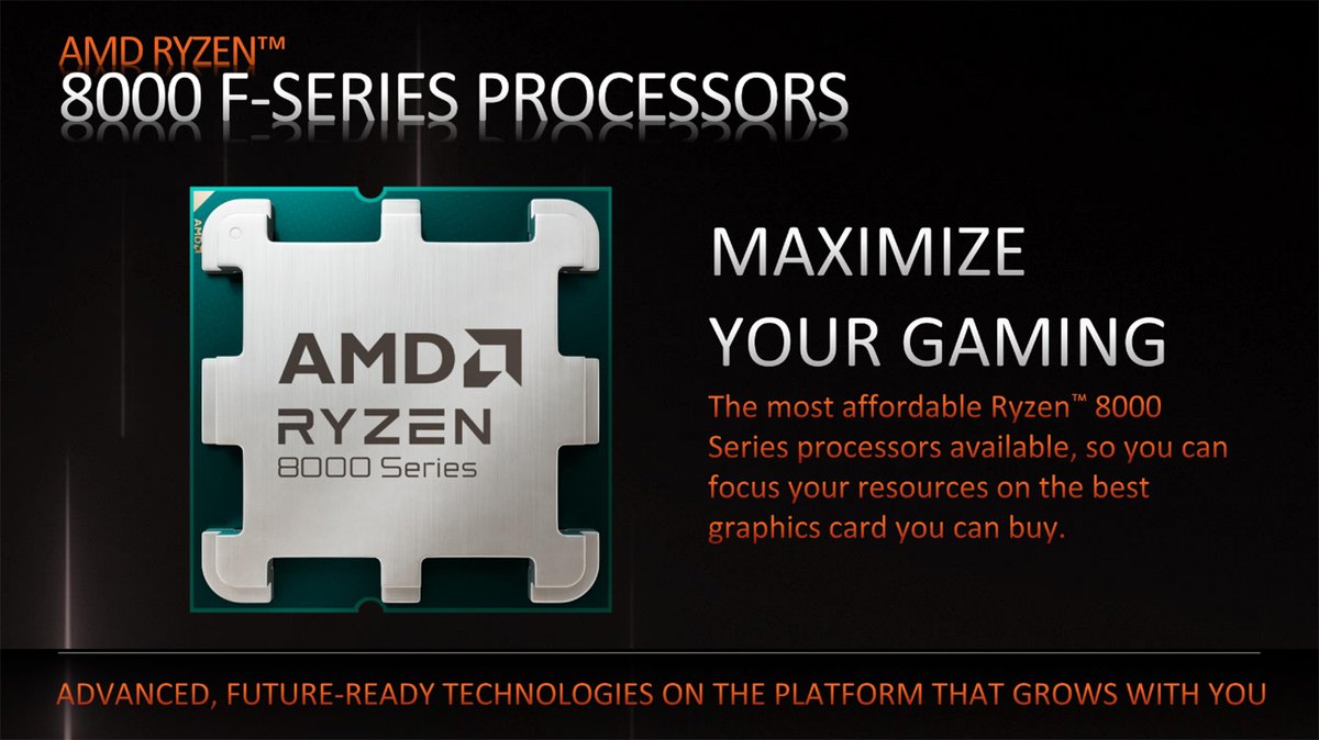 AMD Brings New Ryzen 8000 F-Series Processors

#AMD Ryzen™ 7 8700F and AMD Ryzen™ 5 8400F processors, adding options without graphics to the existing 8000G processor family. AMD Ryzen™ 8000 F-Series processors...

Read More👉gamerzterminal.com/devices/amd-br…

#AMDIndia 
@AMD