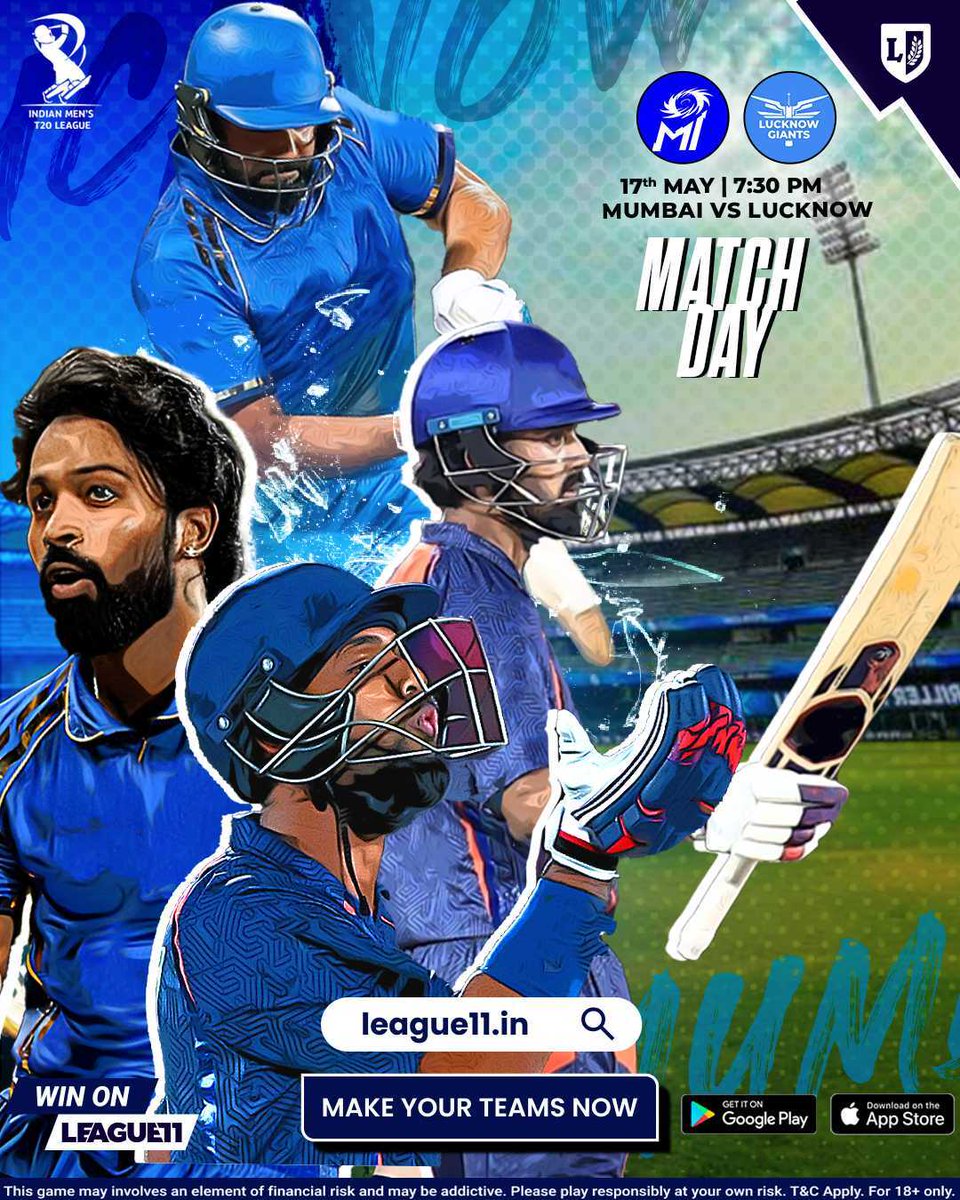 Mumbai vs Lucknow @ 7:30 in IPL! 🏏

Start your weekend with big winnings, only with League11. 

Join now, pick your winning team, and dominate the game! 💥💰

#IPL #MumbaivsLucknow #League11 #FantasyCricket #WeekendWins #mivslsg #ipl2024 #cricket #cricketlovers #cricketfans