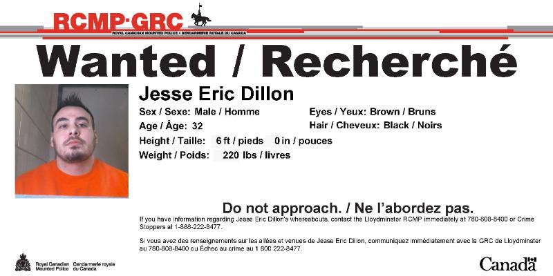 #Wanted: Jesse Eric Dillon. Do not approach. Dillon has ties to Onion Lake, #SK, and may be in the area.