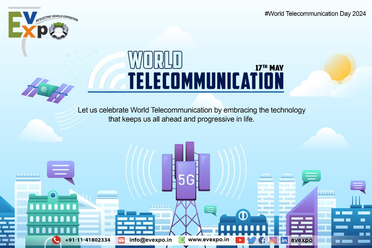 Happy World Telecommunication Day from EvExpo! Today, we celebrate the power of communication technology in connecting people globally. more connected world. #WorldTelecommunicationDay #EVExpo #sustainability #innovation #telecommunications #communication #technology