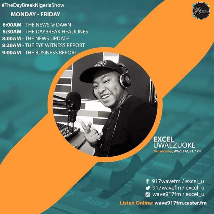 NOW ON AIR; The #DaybreakNigeriaShow with @excel_u from 5:00am to 9:00am this #FridayMorning