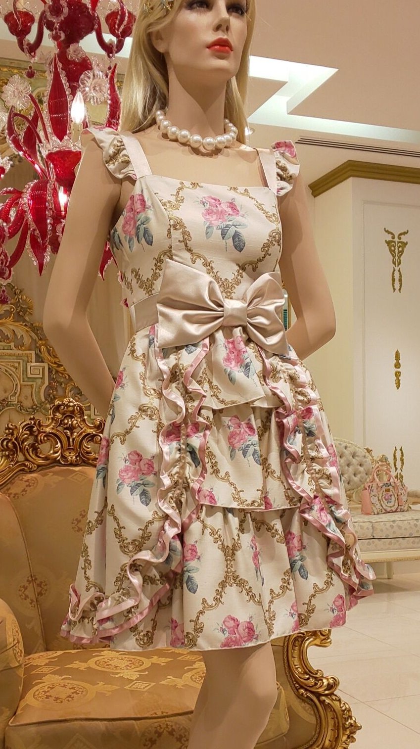 Jesus Diamante エンジェルワンピ オーナメントリボン柄 黒 42 Jesus Diamante エンジェルワンピ オーナメントリボン柄 黒 42