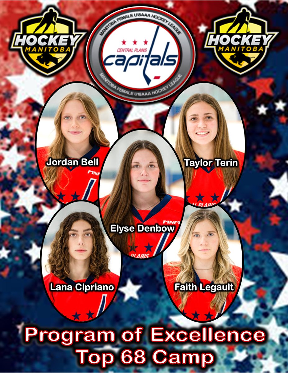 CONGRATS to the 5 @CPFemaleU18 Capitals Selected to Participate in the @hockeymanitoba Program of Excellence Top 68 Camp. Full Story at - hockeymanitoba.ca/news/2024-fema…
