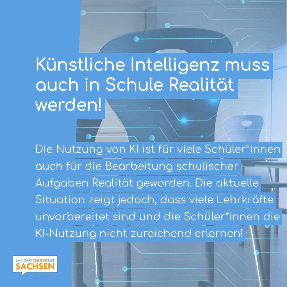 Unsere Schulen dürfen sich vor der Nutzung von Künstlicher Intelligenz nicht verschränken! Wir sind der Meinung, dass KI in den Schulen thematisiert und genutzt werden soll.
Unser ausführliches Statement hier ⬇️
medien.lsr-sachsen.de/pm/?date=2024-…