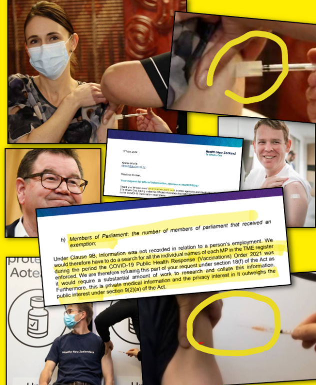 MurfittTauranga's tweet photo. I asked under the OIA for the number of members of parliament who received an exemption. Seven months after my request I received this answer;

“Under Clause 9B, information was not recorded in relation to a person’s employment. We would therefore have to do a search for all the individual names of each MP in the TME register during the period the COVID-19 Public Health Response (Vaccinations) Order 2021 was enforced. We are therefore refusing this part of your request under section 18(f) of the Act as it would require a substantial amount of work to research and collate this information. Furthermore, this is private medical information and the privacy interest in it outweighs the public interest under section 9(2)(a) of the Act.”

So, the Ministry of Health (MOH) thinks it is too much work to search for 123 MPs’ names amongst 8,259 applications made under clause 9B and 516 applications made under clause 12A (which covered 11,741 healthcare workers) to identify the number of MPs who received an exemption?

Then the MOH states, after making people adhere to the Traffic Light System and produce their “papers” at various checkpoints each day, that the number of MPs who received an exemption (I did not ask for their names or any other details) is private medical information and the privacy interest in it outweighs the public interest.

Is this some sick joke from the BureaucATS after what the Government put Kiwis through under the Mandates and the illogical Traffic Light System and dividing a nation, dividing friends and dividing families?