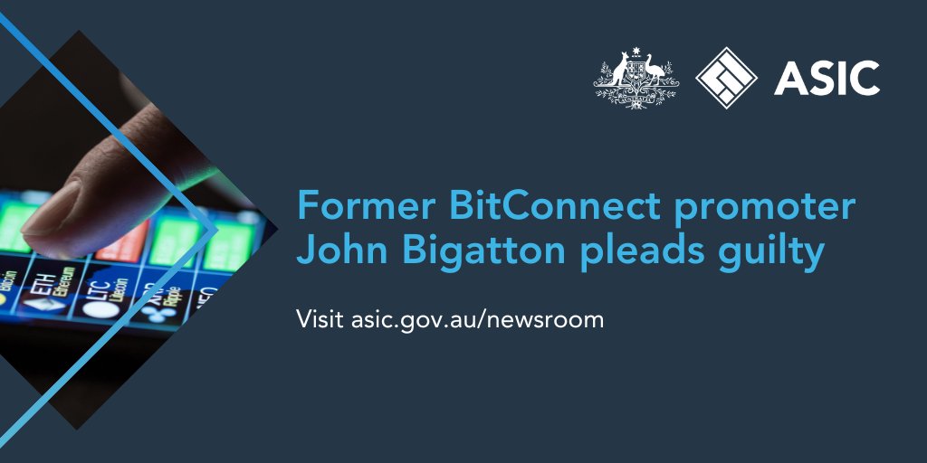 John Biggaton has pleaded guilty to providing unlicensed financial advice while promoting BitConnect, a financial services business and #crypto platform asic.gov.au/about-asic/new…
