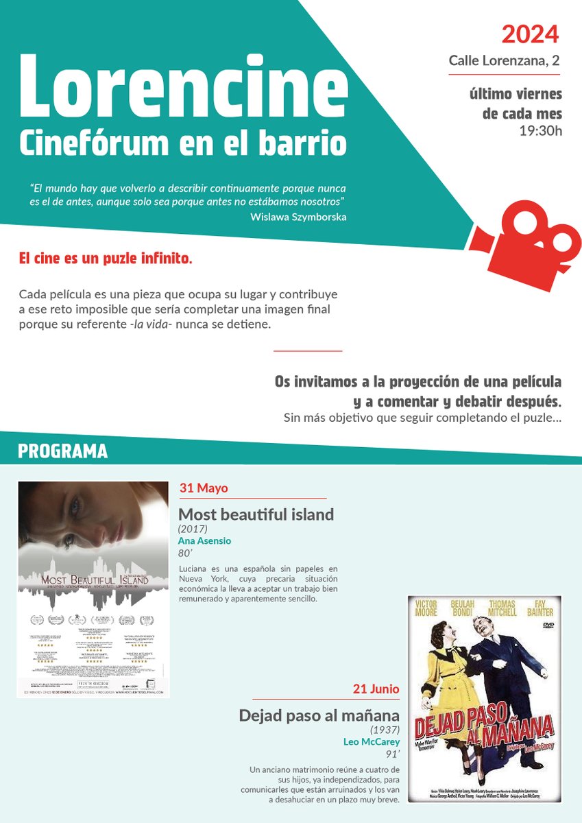 ¡Más cine!

Os adelantamos el cartel con las sesiones de cine de mayo y junio.

Dos peliculones excepcionales.

Apunta la fecha: 31 de mayo y 21 de junio.