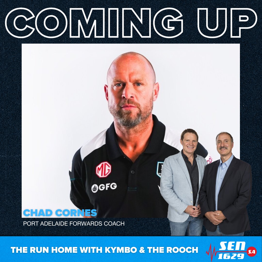 NOW | @PAFC forward coach, Chad Cornes joins Kymbo & the Rooch ahead of Sunday's clash against the Hawks! Listen: sen.com.au/listen-live-sa/ @1629senSA | @PowerNationSEN