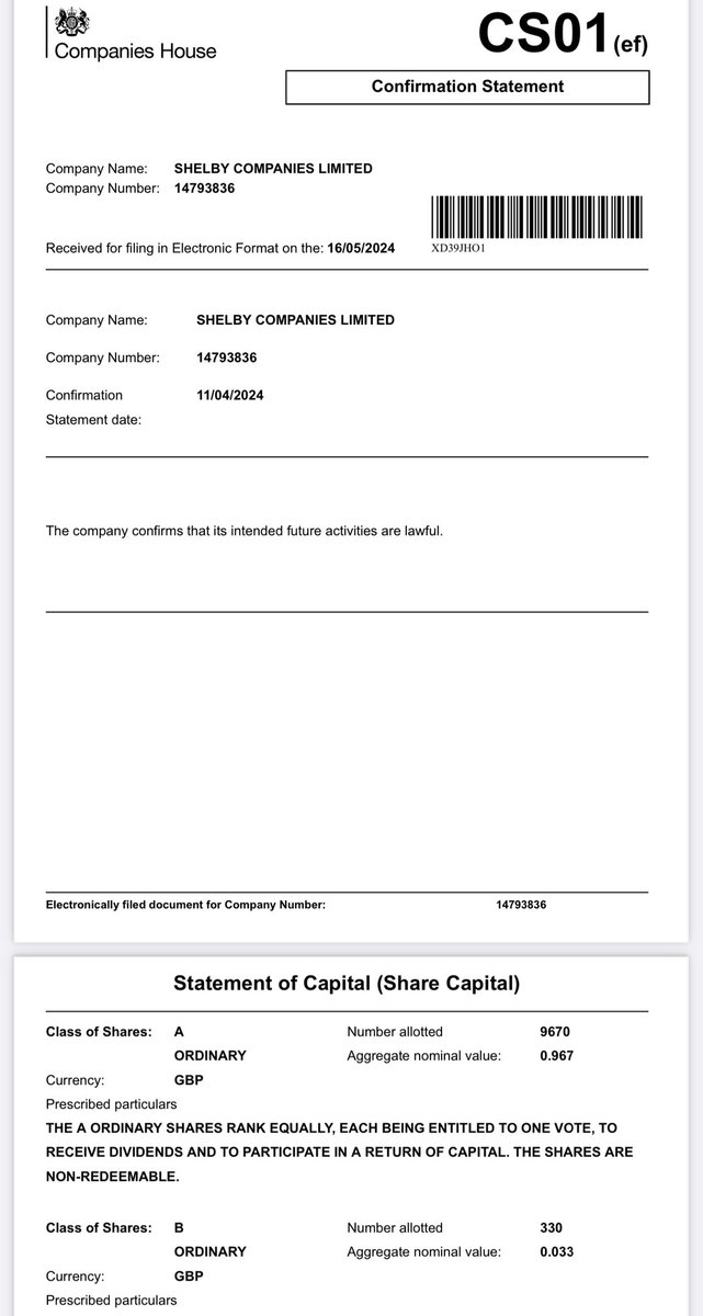 Tom Brady owns all of the 330 ‘B’ shares in Shelby Companies Ltd, the new owners of Birmingham City. They appear to have a total cost of 3.3 pence. Total number of shares is 10,000.