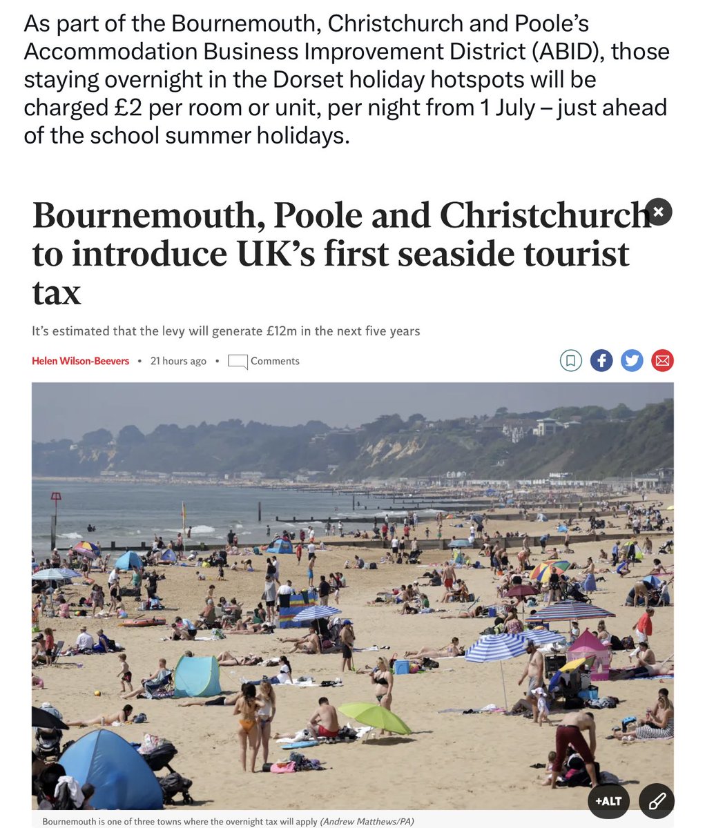 TOURIST TAX It’s not so much the amount charged, I think it’s more the principle of charging tourists who come to visit, enjoy themselves and spend their money. Would it make you feel you’re a nuisance and not particularly welcome? independent.co.uk/travel/news-an…