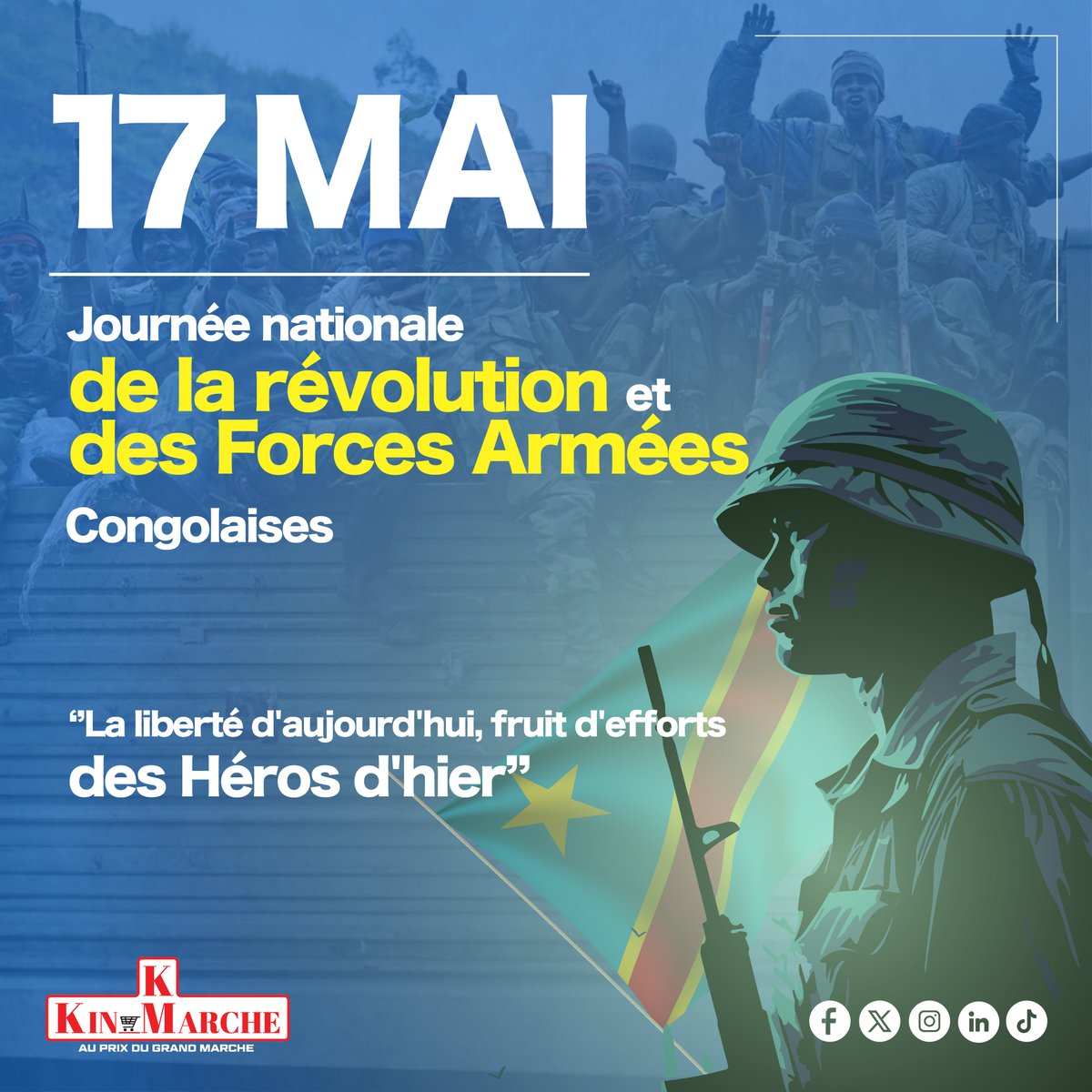 🌟Nous souhaitons une bonne fête aux Forces Armées de la RDC.🎉🎊

#fetesdesforcesarmées #promo #forcesarmées #supermarché #kinmarché #rdc