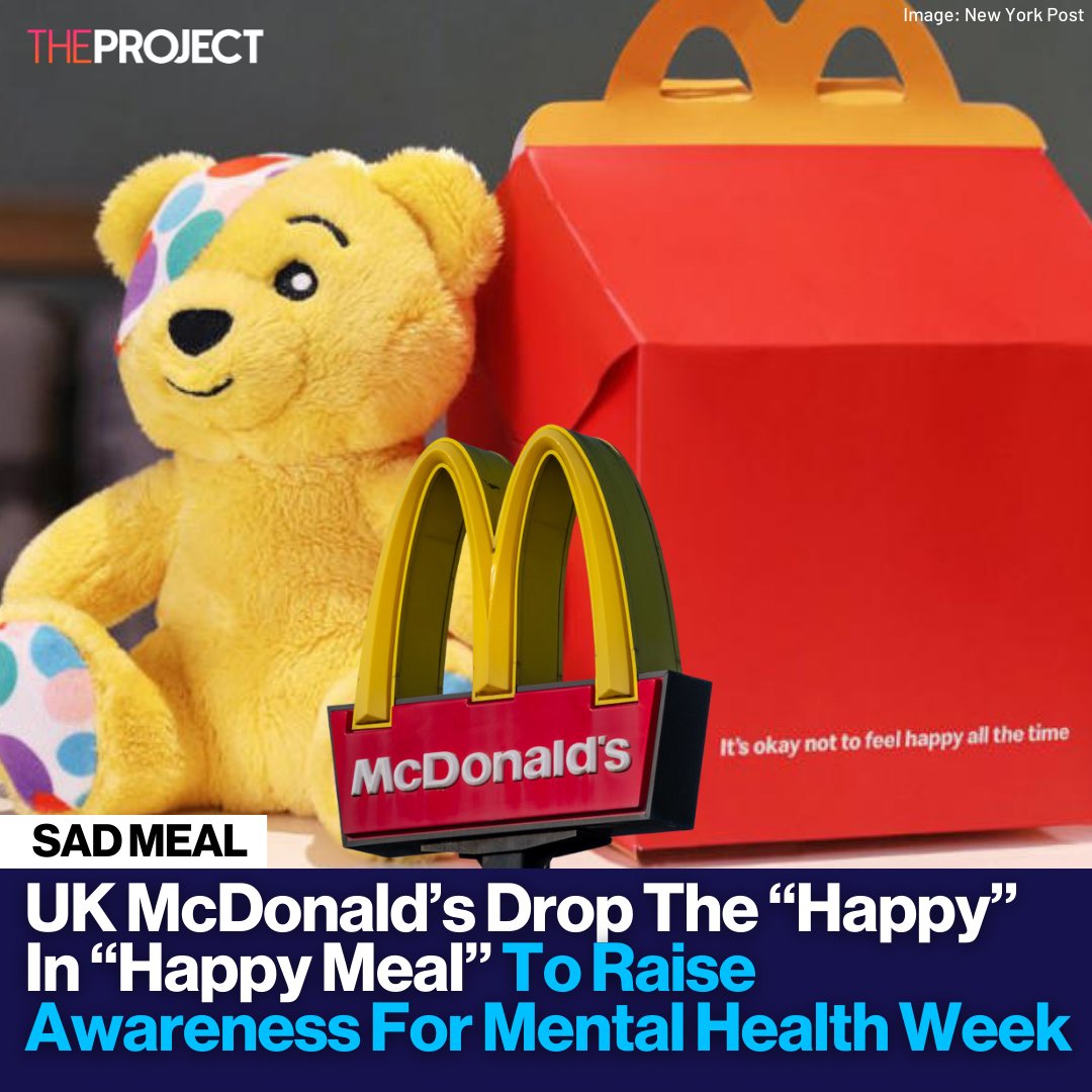 McDonald’s in the UK will be rebranding their Happy Meal to mark Mental Health Awareness Week, removing the smile from the box and “Happy” from the menu item name. brnw.ch/21wJRzf