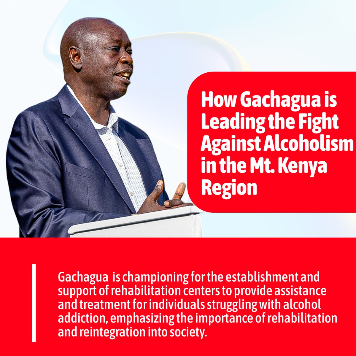 The government will build more rehabilitation centres to help young people using drugs and substance Stop Illicit Brew #GachaguaVsIllicitBrews #RigathiOnAssignment
