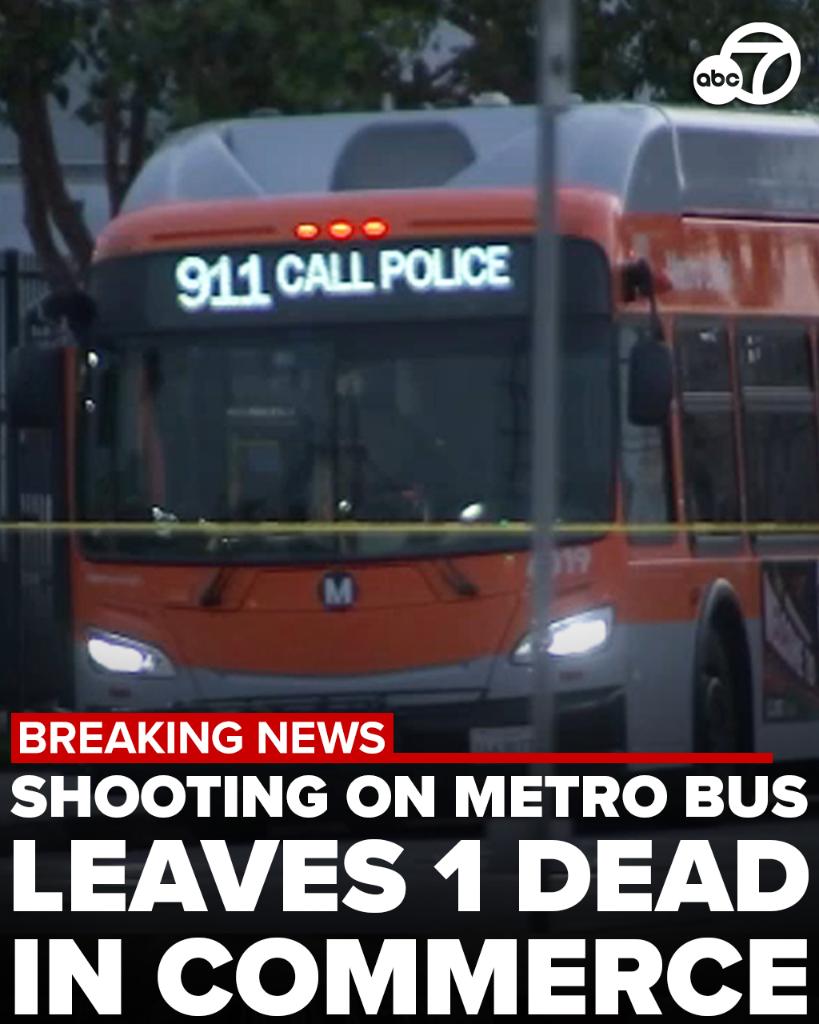 #BREAKINGNEWS: On the day L.A. Mayor Karen Bass announces tough new Metro security, a man is shot execution style on an MTA bus in Commerce. abc7.la/3KqfdqZ