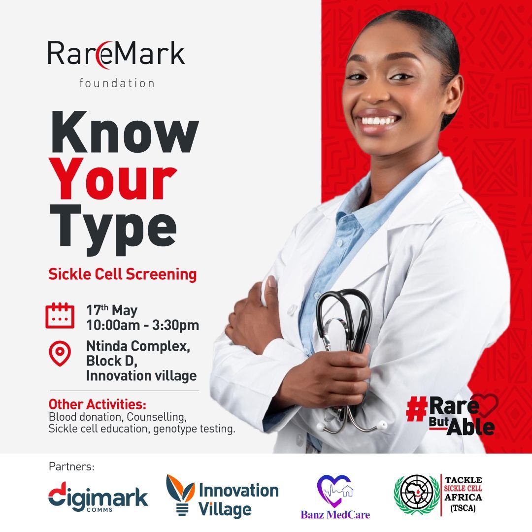 Hey everyone If you can swing by Innovation Village in Ntinda to know your blood type, get free sickle cell screening, donate blood, and learn more about that and genotype testing. Do share widely. Never know who may benefit. Thanks