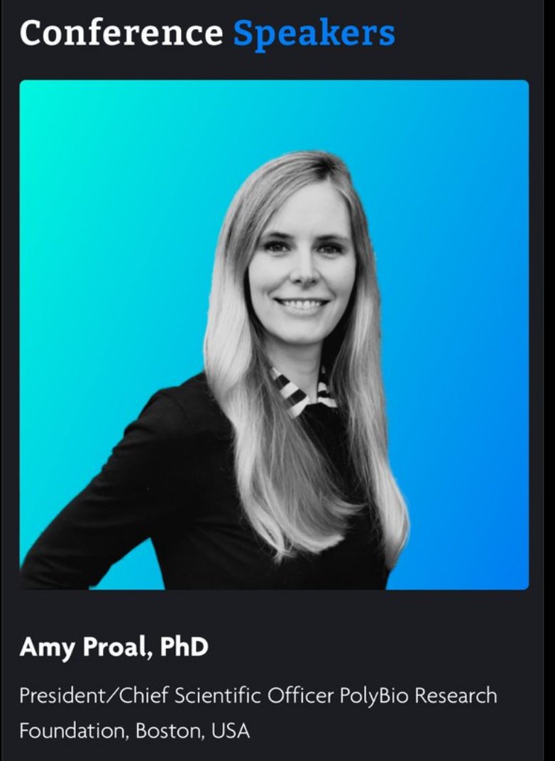 .
Everytime I listen to  Amy Proal PhD of @polybioRF  speak on #LongCOVID + #MECFS, as I did today at #UnitetoFight2024, I'm struck by her clear grasp of *current* science, energy +brilliance.

FUND HER, @POTUS @SecBecerra @HHSGov 
She should direct US viral illness programs.
