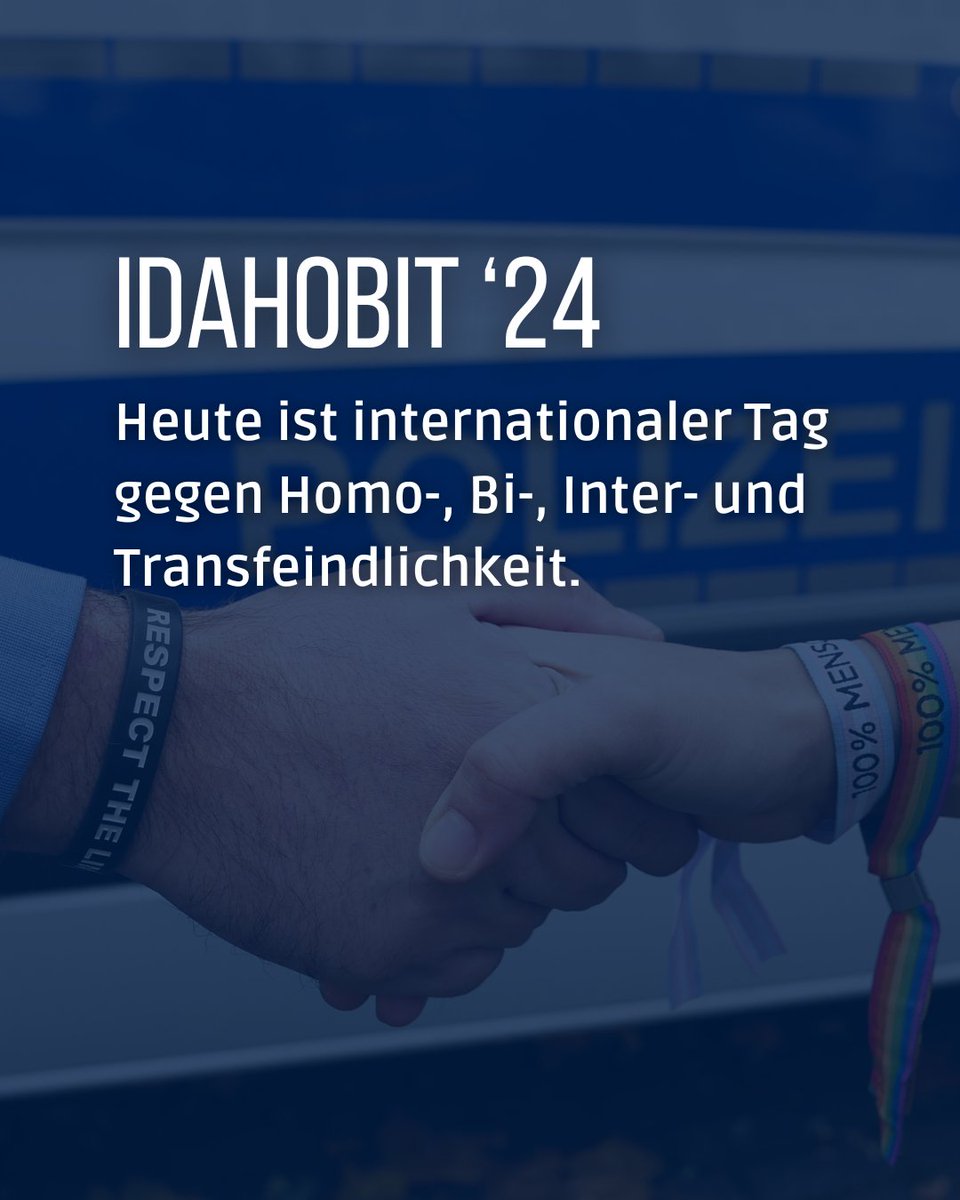 #IDAHOBIT – Heute ist internationaler Tag gegen Homo-, Bi-, Inter- und Transfeindlichkeit. 🌈 Gewalt gegen Menschen, die sich gegen ihre Geschlechtsidentität oder sexuelle Orientierung richtet, hat in unserer Gesellschaft keinen Platz!