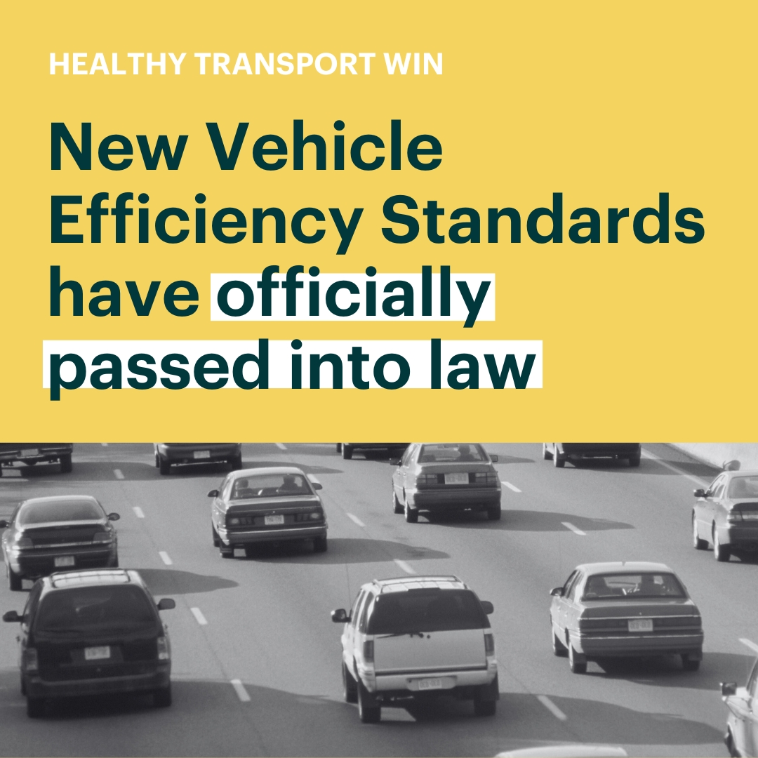 A #HealthyTransport WIN! The New Vehicle Efficiency Standards have officially passed into law! The Standards will provide consumers with access to fuel efficient vehicles, which are better for the planet and for your health 🚗 🌏 💚 Read more 👇 infrastructure.gov.au/infrastructure…