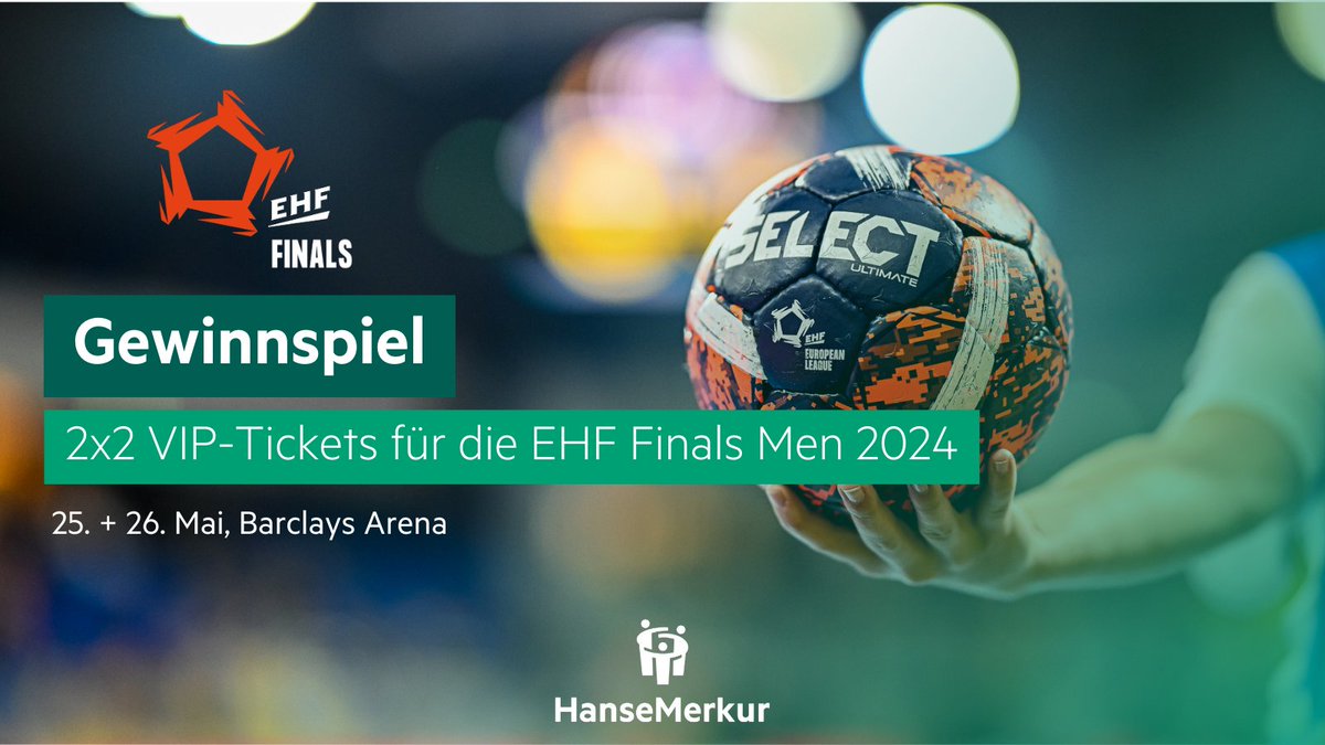 Handball-Highlight in Hamburg! 🤾 Wir verlosen 2x2 VIP-Tickets für die #EHFFinals. Sichert euch zwei Tage Handballwahnsinn und genießt das Spektakel bei tollem Catering. Um in den Lostopf zu hüpfen, seid Follower von @HanseMerkurSpo und retweetet diesen Beitrag.