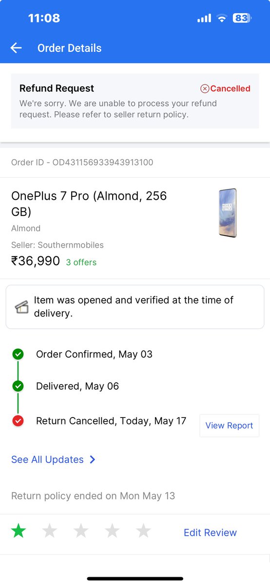 RD_1817's tweet photo. Issue with @Flipkart i ordered one Plus 7 pro Order No 43115693394391310Product recived totally refurbished one  plus confirm the case flipkart not mention this product is refurbished on website now @flipkartsupport not refund my money or not response @jagograhakjago @PMOIndia https://t.co/u0x6qDKjxj