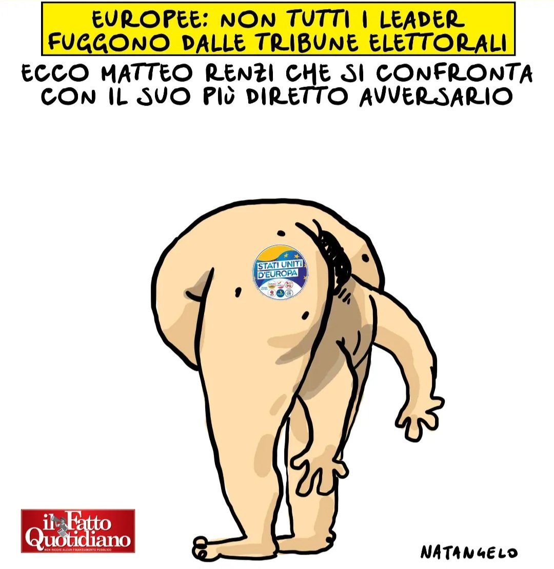 C'è chi non teme il confronto - la mia vignetta Il Fatto Quotidiano oggi in edicola! 

#renzi #italiaviva #europee #vignetta #fumetto #memeitaliani #umorismo #satira #humor #natangelo