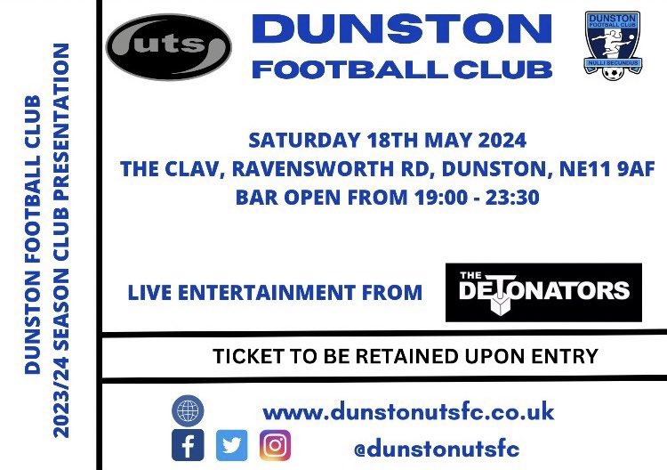 A reminder that our presentation night will take place tomorrow. 🥇 7:00pm start. 🕖 #WeAreDUTS 💙