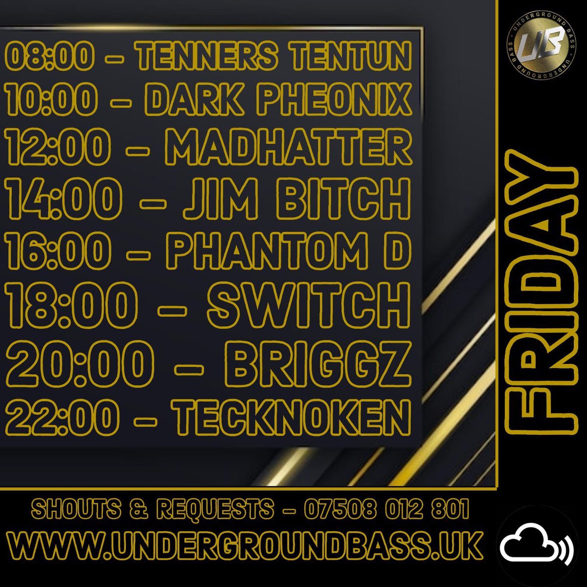🔥 Fridays SELECTORS 🔥

Undergroundbass.uk
Stream - Chatroom - Merchandise 

📲 Studio Line 0750 8012801
Please #RT thanks 🙏 
#94.6 #FM