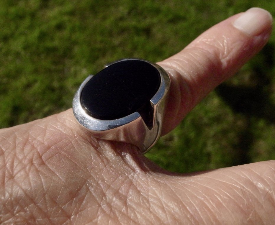 Niels Erik From, black onyx set silver ring, #Denmark, 1987 London import mark. New to johnkelly1880.co.uk visit for more info & images or DM. Free UK P&P. #jewellery #preowned #preownedjewellery #vintage #vintagejewellery #danishjewellery #scandinavianjewellery #design