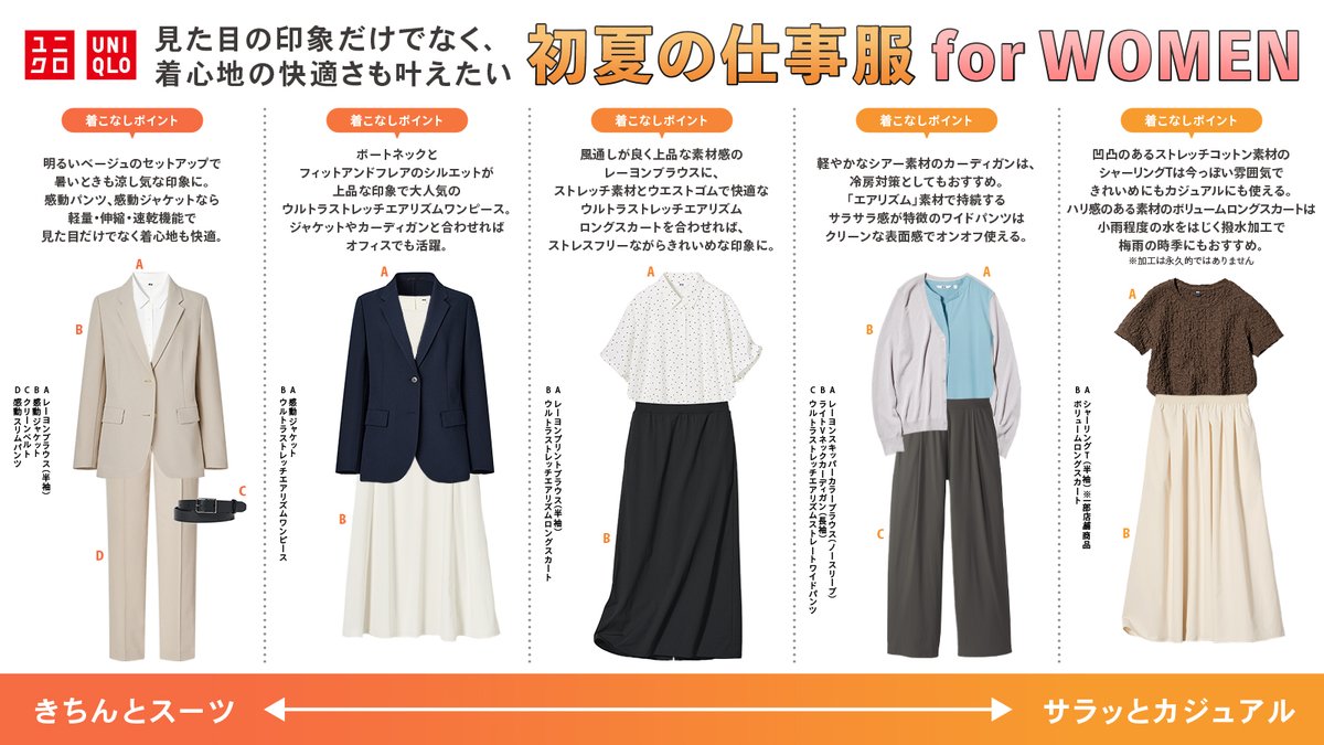 この時季お仕事シーンで何を着たらよいか迷子のあなたに、、！ 暑さや