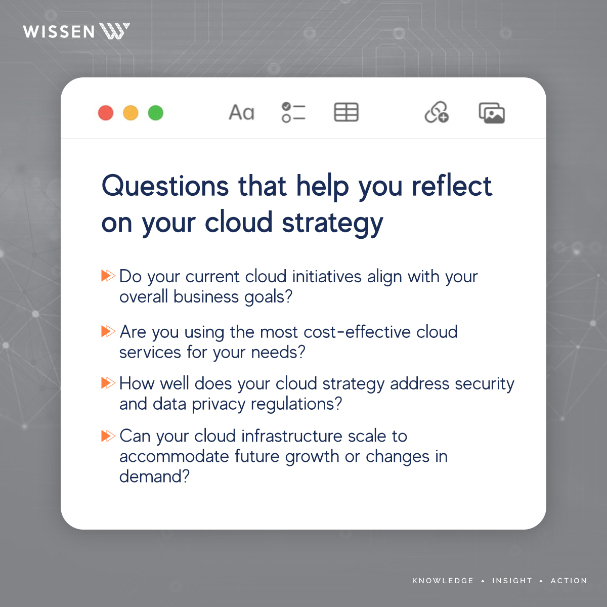 If you’re looking to scale or take the next step in your cloud journey, here are some questions to ask yourself to help you find your way.

#Wissen #CloudComputing #GrowthMindset #Business #CloudStrategy #CloudManagement