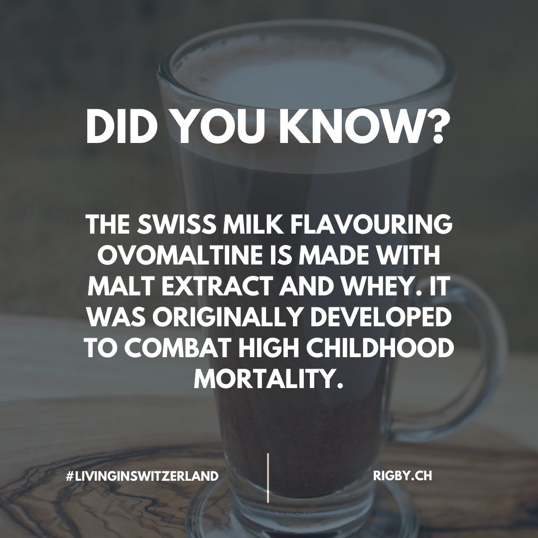 #FridayFact about #Switzerland: 

Ovomaltine, called Ovaltine in some countries, was first introduced onto the market in 1904.

#LivinginSwitzerland