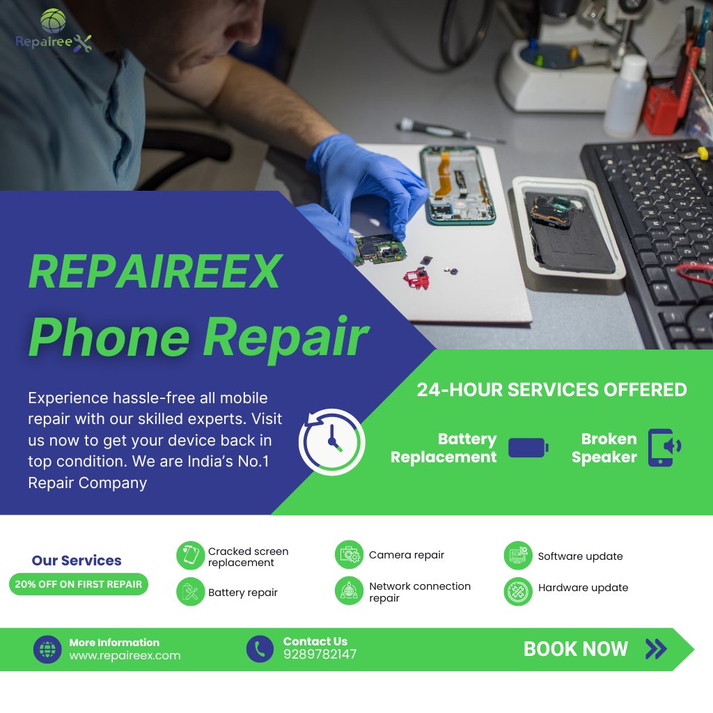 Repaireex Professional mobile repair services for all makes and models. Let our experts solve your phone troubles. Schedule a repair today!

Call now at +91-9289782147 or visit our website repaireex.com for fast, reliable service!

#mobilerepair #mobilerepairing #screen