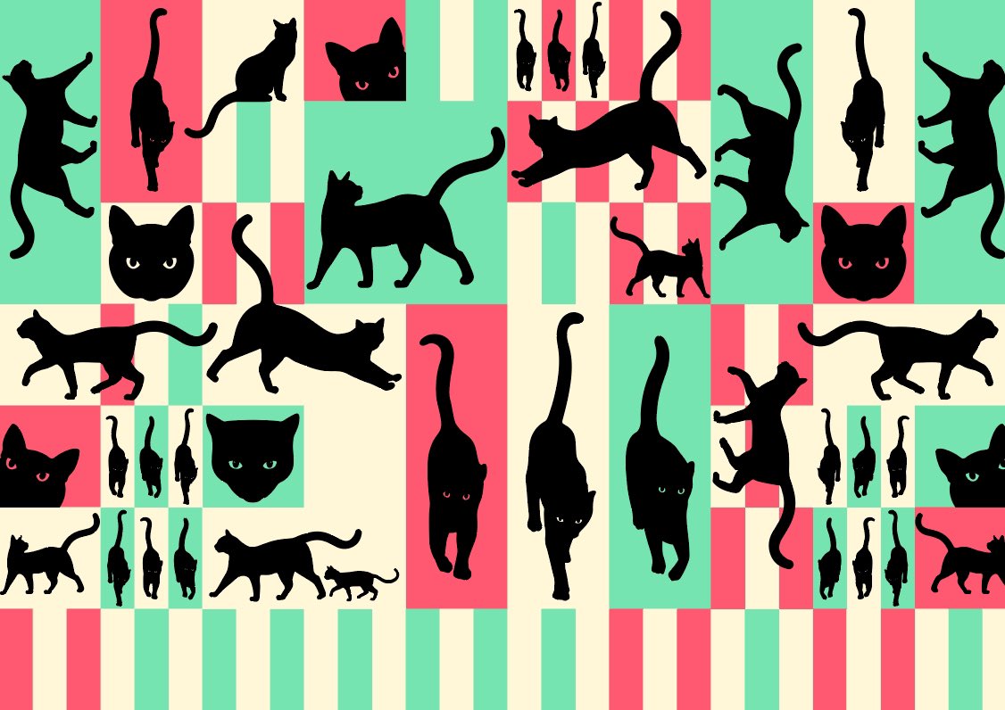 「浴衣用ネコ柄案。 」|Takeo Hayashi ペーパークラフト作家のイラスト