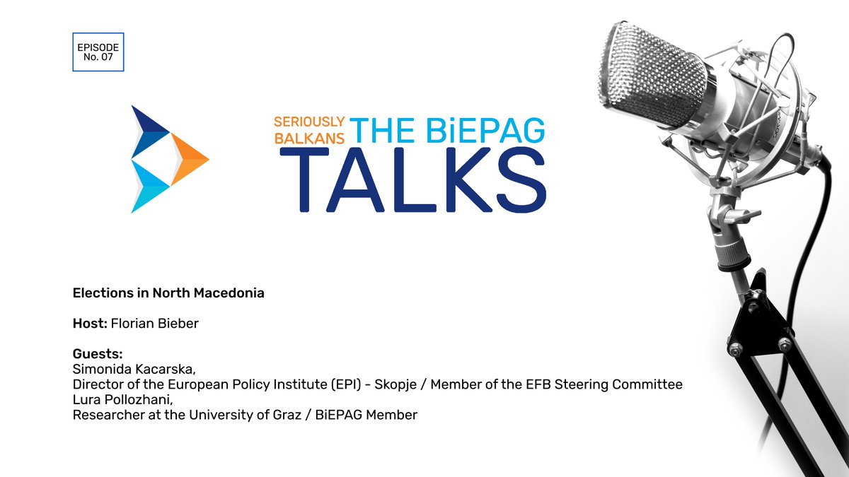 🔊Listen to the ep. 7 of the BiEPAG Talks! 🔎@fbieber is discussing the election results in #NorthMacedonia with @skacarska Director of @epi_skopje / Member of the @Balkan_Fund Steering Committee and @LuraPo_ Researcher at the University of Graz / BiEPAG. #izboriMK #избори2024