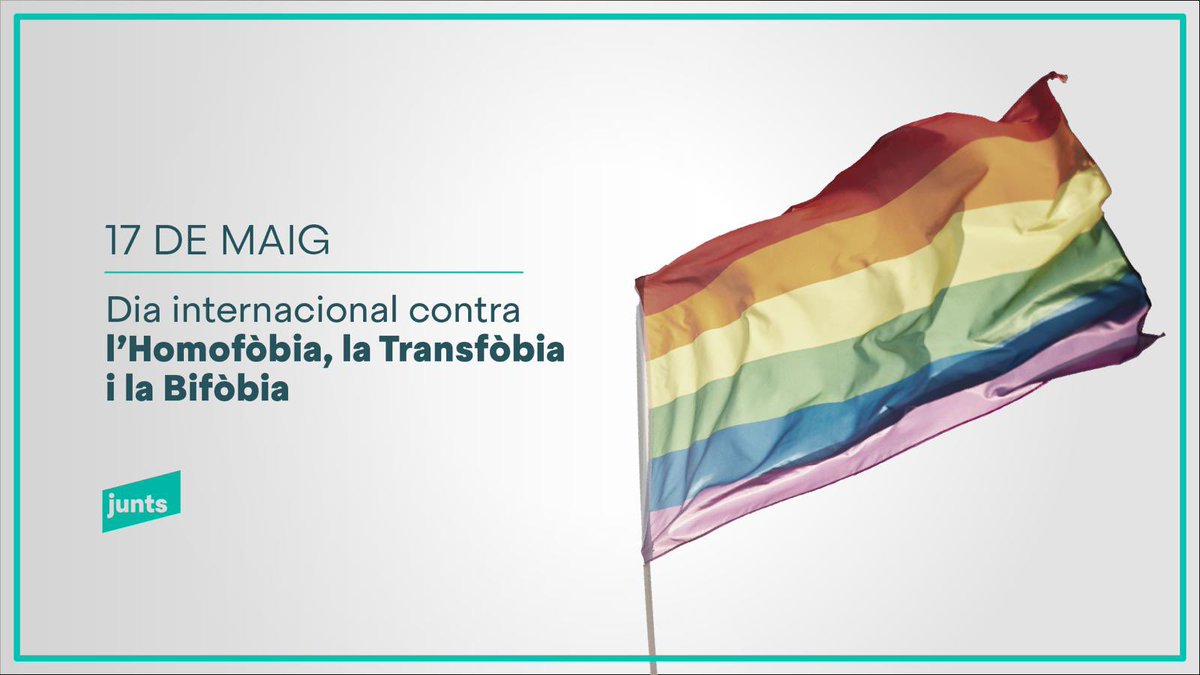 🏳️‍🌈🏳️‍⚧️ Avui, 17 de maig, celebrem el Dia internacional contra la LGBTI-fòbia. Des de Junts, continuarem lluitant fins a la total erradicació de qualsevol mena de discriminació contra les persones LGBTI+ Visca Catalunya i visca els drets LGBTI+.