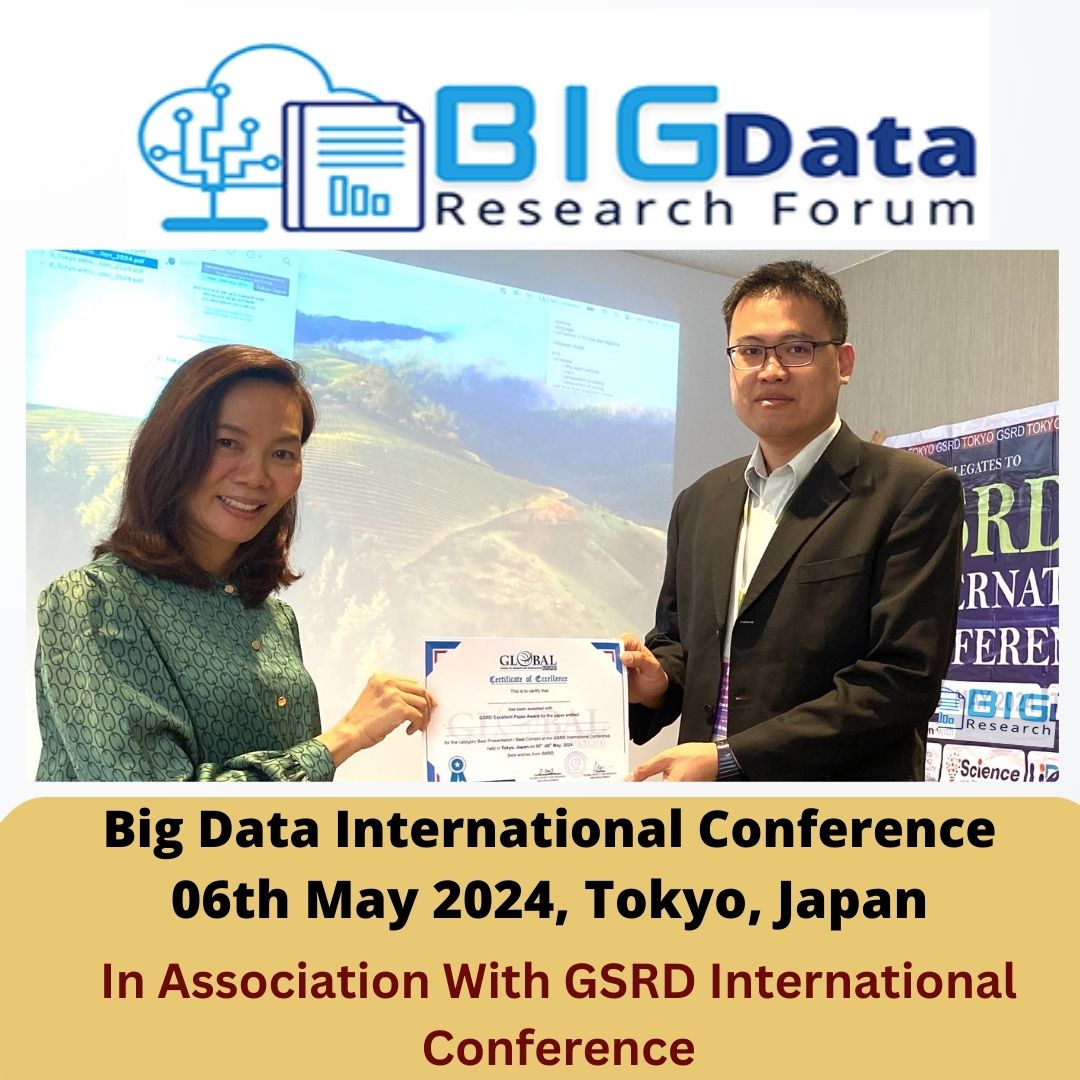 Big Data International Conf, In Association with GSRD, was a huge success! Held at Tokyo, Japan, on 06th May 2024, 
#bigdataresearchforum
#allconferencealert #SuccessfullyConducted  #gsrdconferences #TechnologyConference  #Tokyoevent #sucessfulevent #InPersonEvent  #bestpapers