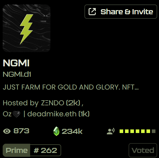 Our Space on <a href="/DistrictOneIO/">DistrictOne</a> generated a total of 234k Gems within 2.5 days and a passive income of 1.2k gems per share. 

Come over and rally with us:
 - Shareholder get 200 Gems per rally💎
 - non shareholder 100 Gems 💎
 - Voter 100 Gems💎

We still have Gems to give away!