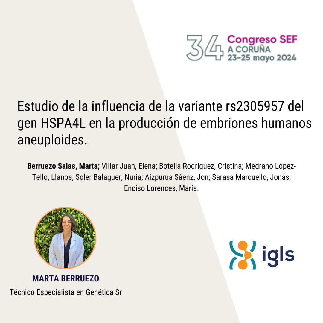igls_lab's tweet image. Únase a nosotros en el próximo congreso de la Sociedad Española de Fertilidad (#SEF2024) del 23 al 25 de mayo para explorar los avances más recientes en el campo de la reproducción asistida.