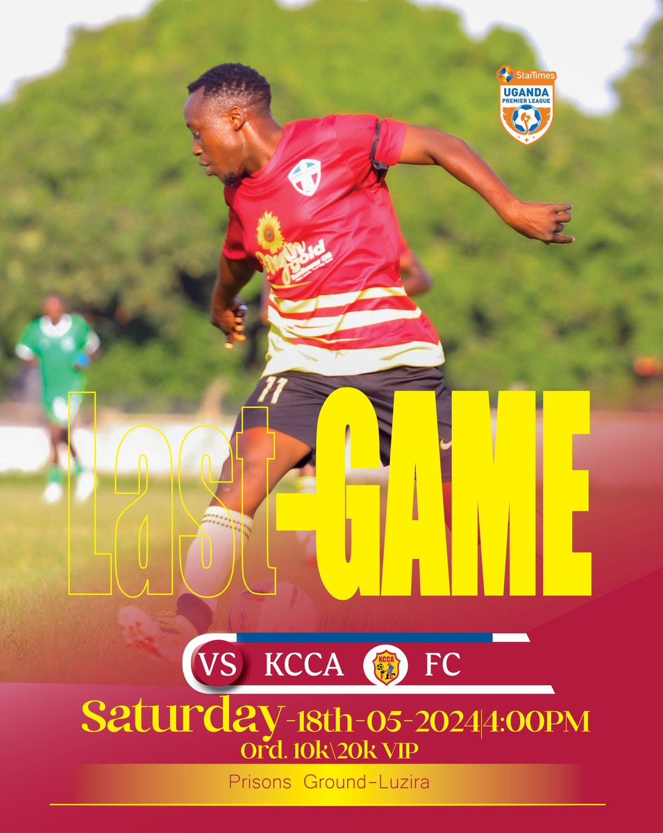 #LastRide
We face off with KCCA FC in the wrapper of 2023/24 @UPL Season
🏟️ Prisons Ground
🕐 4:00PM
#MARFC 🔴
#OneForce💪