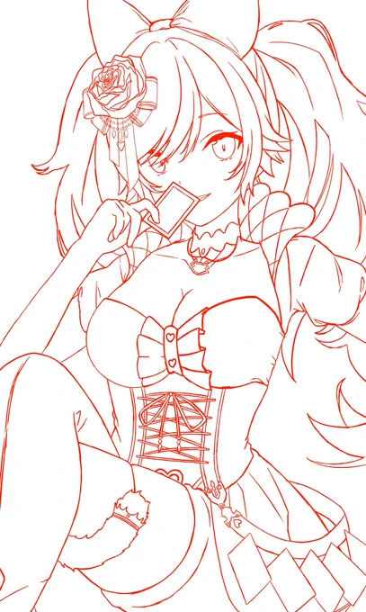指が痛すぎる、、、 #大神ミオ #ホロライブ #イラスト #下描き 