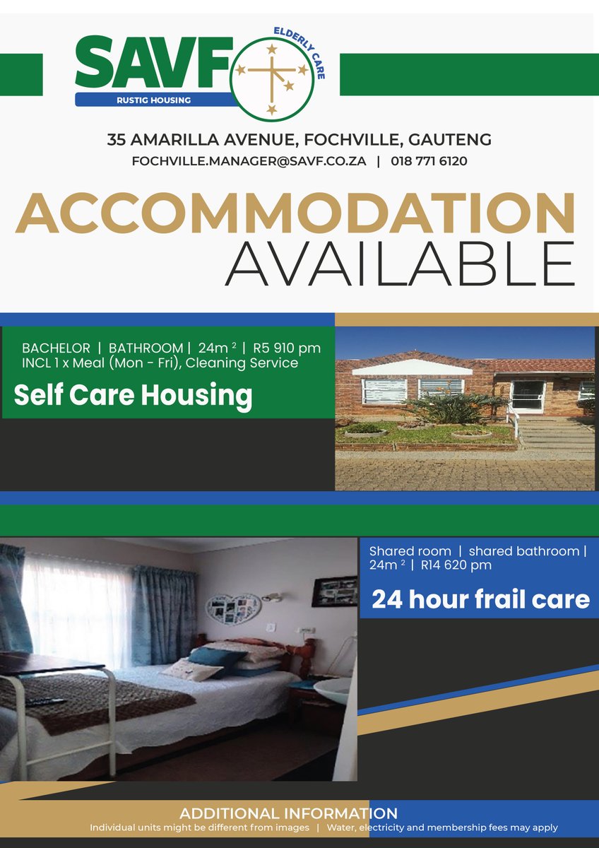 SAVF2's tweet photo. 🏡 Looking for a place to rent in Gauteng? The SAVF has a variety of accommodation options available across the province! 🏡

Fochville
Krugersdorp
Sunnyside
Germiston
Silverton
Pretoria-Northfor more details or visit our website to view and apply: https://t.co/A8MeiblWtA https://t.co/900GUDLwSg