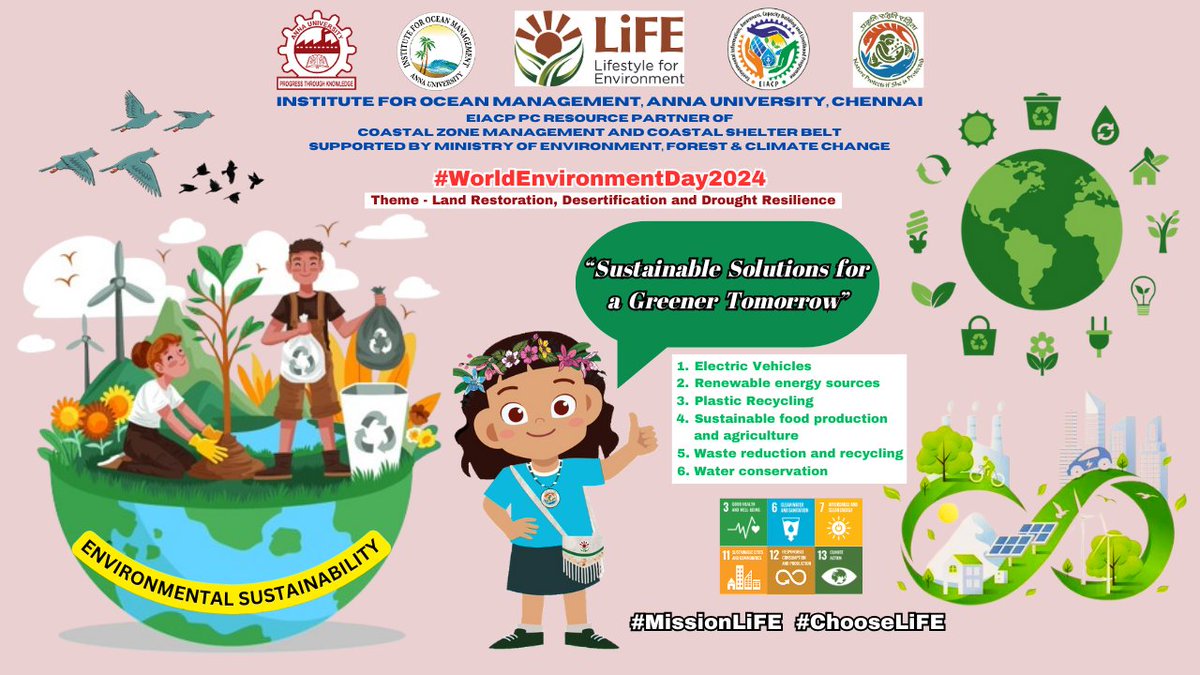 On the series of celebrating 'World Environment Day 2024', IOM EIACP PC RP is releasing an infographics on 'Environmental Sustainability'.

#WorldEnvironmentDay  #Infographics #ChooseLiFE #MissionLiFE  #annauniversity