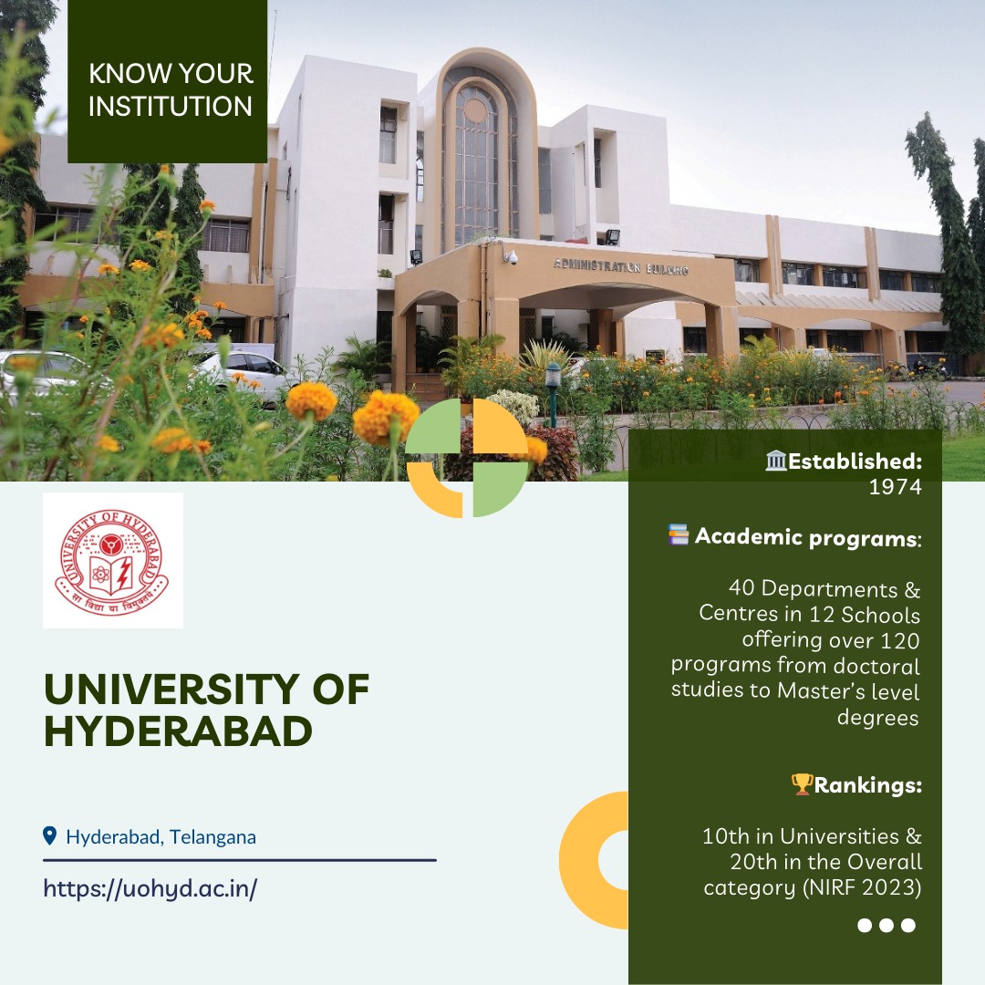 Know about the HEIs of India! Established in 1974, the University of Hyderabad has emerged as a leading centre of research and innovation. In 2019, it was granted the status of Institute of Eminence (IoE) by the Ministry of Education, Government of India. The institute’s vision,