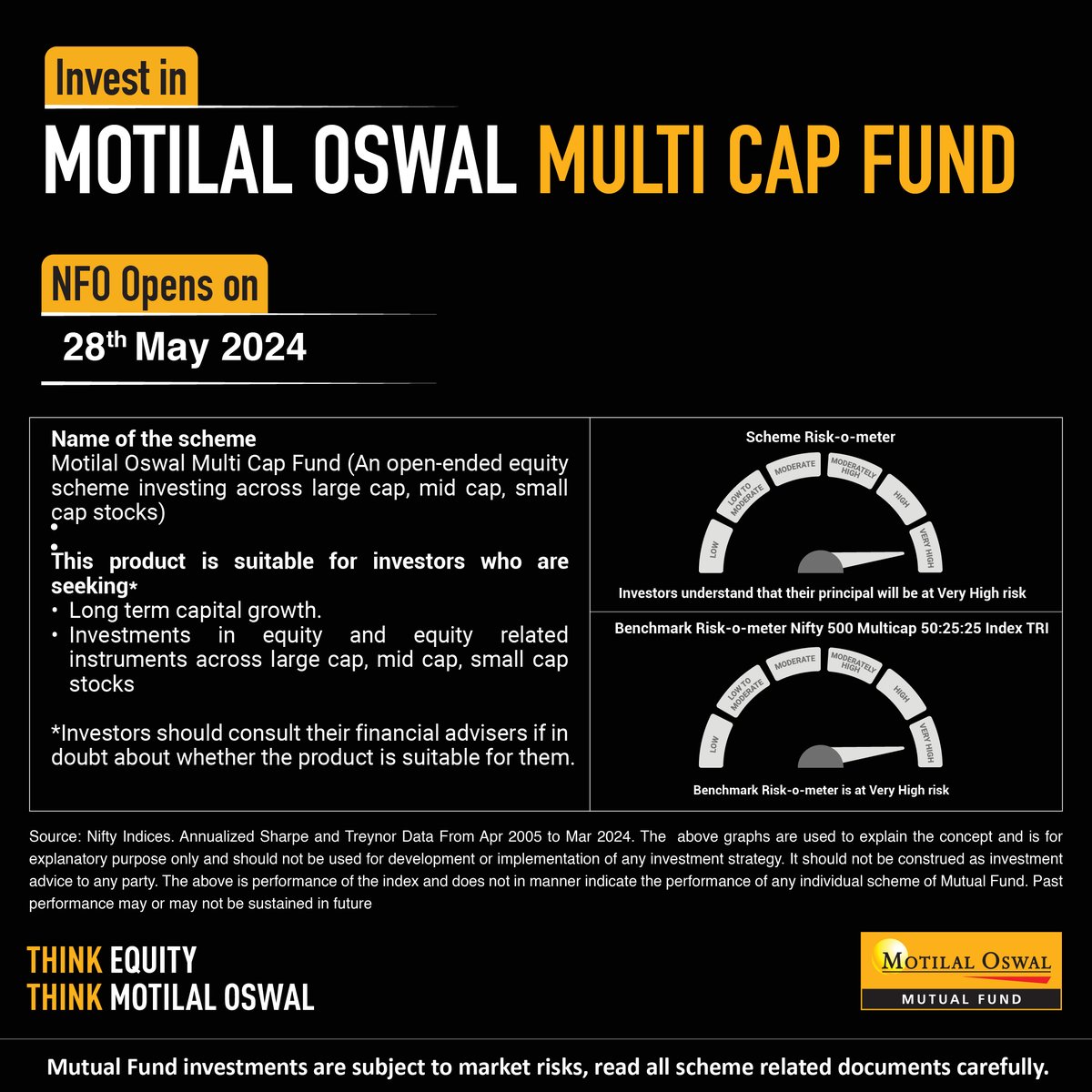 Consistent performance through diversified, less volatile investments in Multi cap Funds across every market time frame.
 
 Motilal Oswal Multi Cap Fund opens on 28th May 2024.
 
 #MultiCapFund #NFO #newfundoffer #MotilalOswal #MotilalOswalAMC #ThinkEquityThinkMotilalOswal