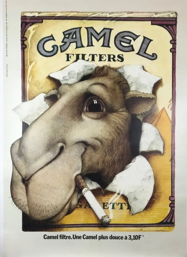 Je me souviens de cette publicité comme si c'était hier. C'est fou comme les images découvertes durant la petite enfance peuvent perdurer longtemps.
Camel filtre, 1975.