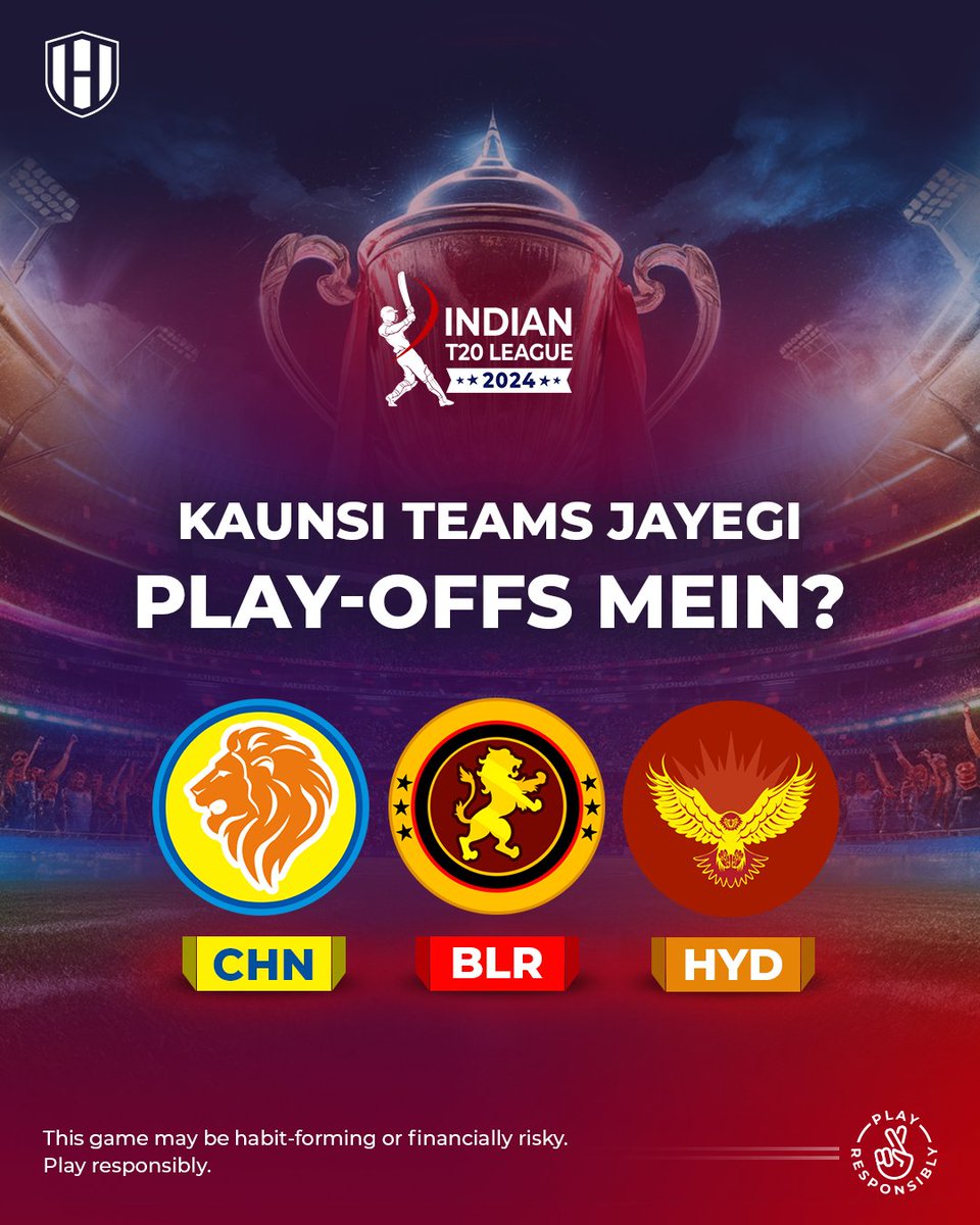 Play-offs me jane ki daud ho chuki hai intense!
Kaun kaun hoga qualify? Let us know in the comments! 

#Howzat #SabseZyadaWinners #AajHowzatKarlo #IndianT20League2024