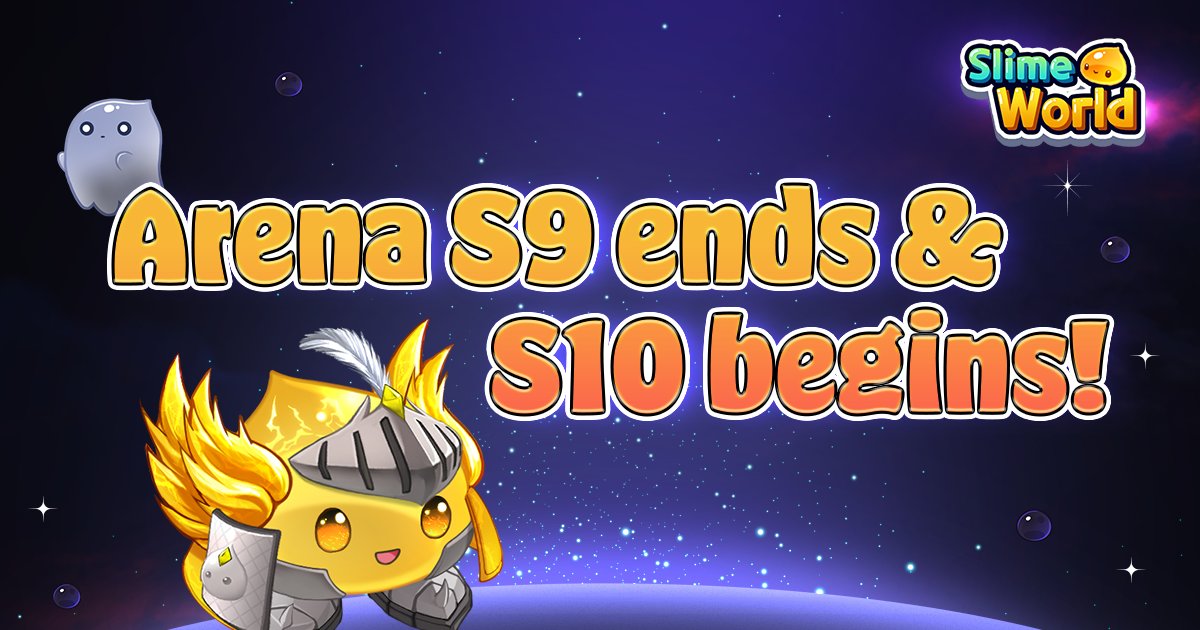 🎊Arena S9 ends & S10 begins! 🎮 Cheers to all participants! 🌟 S9 is here with more rewards & excitement! Dive in now. 🛡️💥 🔗More Details : bit.ly/4aF3K1r 🔄 Stay tuned for updates on NADA token swap & withdrawals. #SlimeWorld #ArenaSeason9 #gaming #HTX